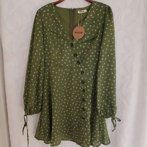 Olive green mini evening dress